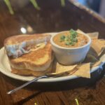 Grilled 3 Cheese Tomato with White Bean Chicken Chili