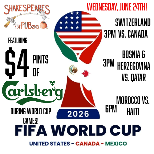 World Cup Games Wednesday June 24th! 