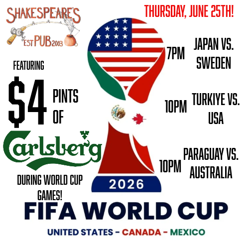 World Cup USA Game 3 Thursday June 25th!